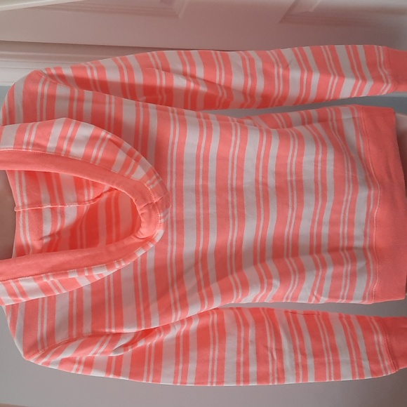Gap Peach Neon Striped Hooded Sweatshirt sz Medium - Picture 5 of 5